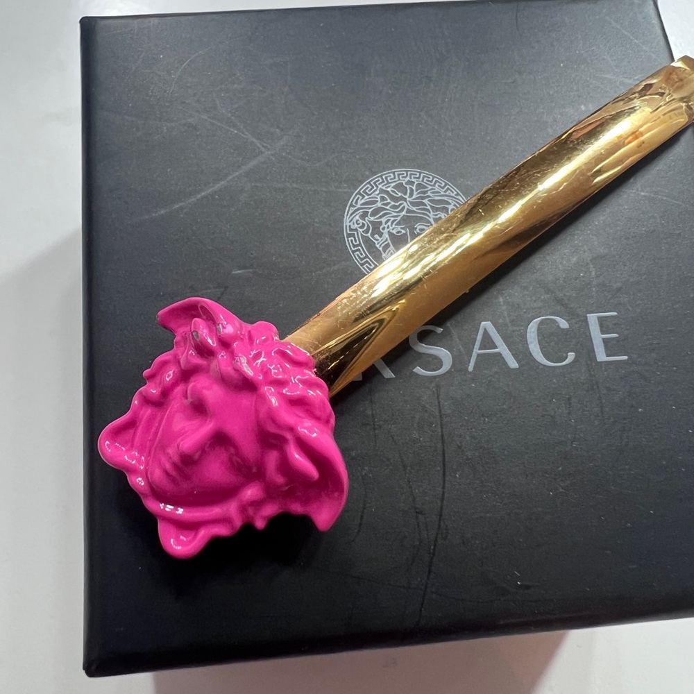 Versace Fuchsia and Gold Medusa Hair Accessory